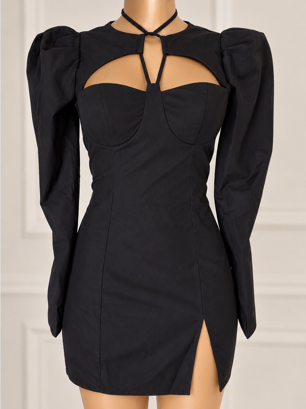 Black Puff Sleeve Cutout Mini Dress NWT 🖤